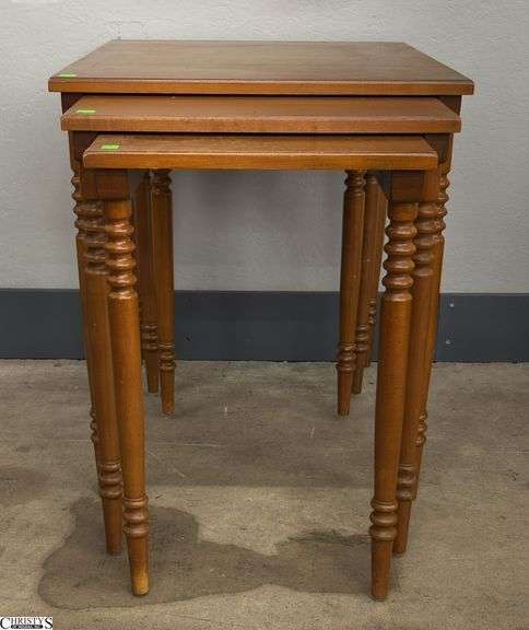 Conant Ball Nesting Tables, 3pcs - 26" x 21" x 24" of largest - some finish wear image