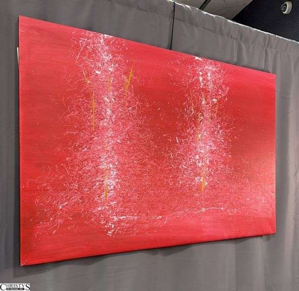 Samuel Tinoco Trees #48, Red Background, Acrylic Painting on Canvas 36x56"