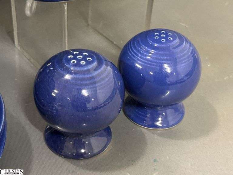 11pcs Fiesta Cobalt Blue Dishes - Charger Platter, Large Disk Pitcher, Plate, Bowls, Salt and Pepper - 12" of largest