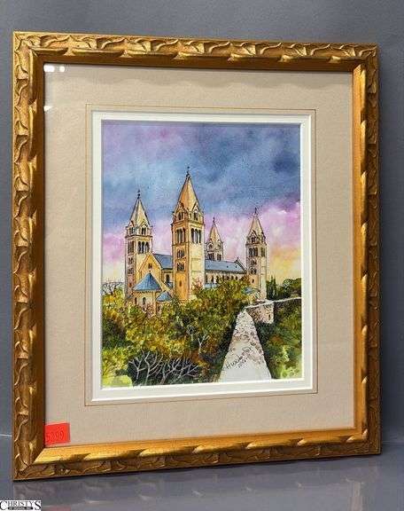2 Framed and Signed Watercolors (Reproductions) Of Cathedrals 13x15 See Photos For Provenance