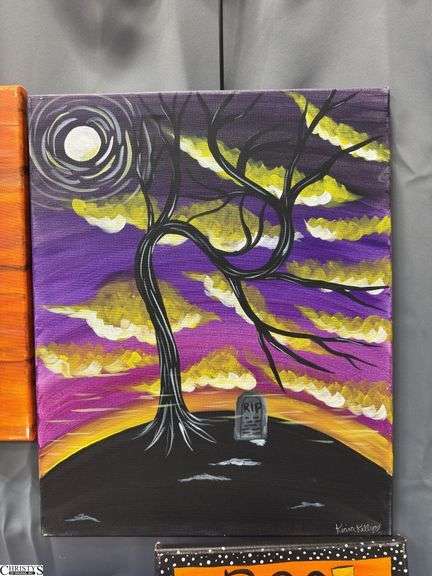 12 Paintings on Canvas Halloween and Witch Themes, Larger 2 16x20"