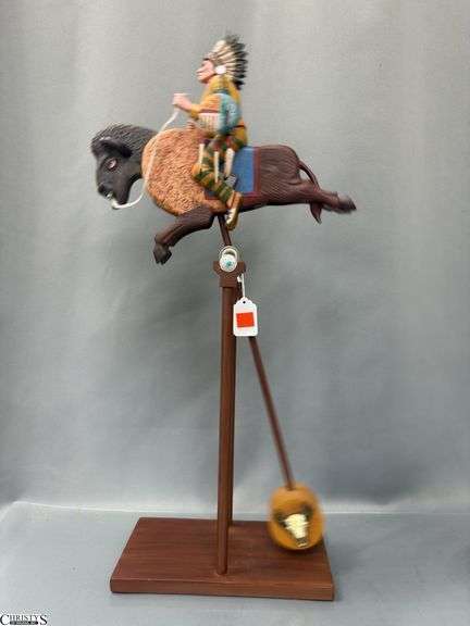 Rocking Pendulum Native American On Buffalo, Robson Design 24" Tall