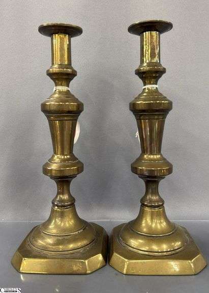 4 Brass Candle Sticks, Victorian Push Up Style Tallest 11.5"