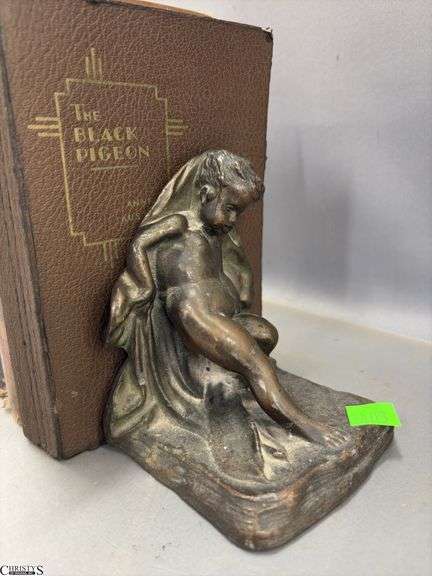 Brass Figural Book Ends, 3 Books