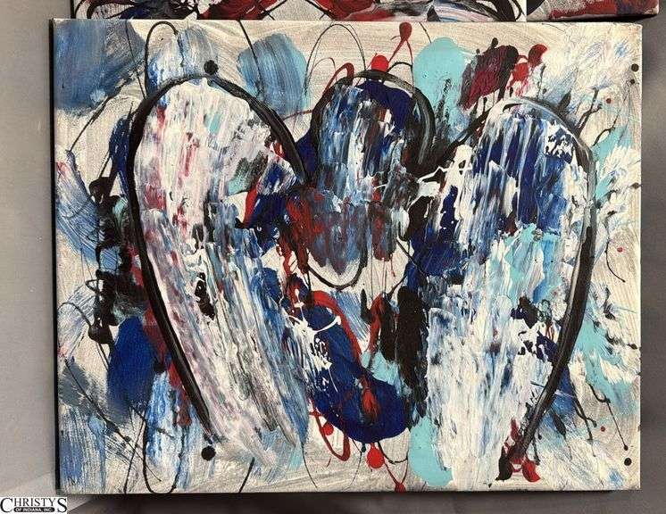 3 Alummoa Zumigo Winged Figures #15, 16 and 17, Abstract Mixed Media and Oil Each Measures 20.5x26.5" Signed On The Back
