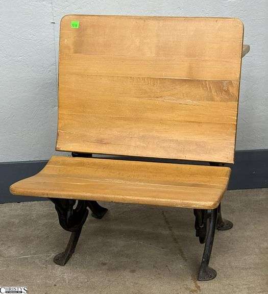 Small Cast Iron Base School Desk 27" x 18.5" x 25" - some finish wear image