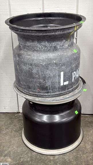 2 Metal Racing Rims - 16" x 15" of each image