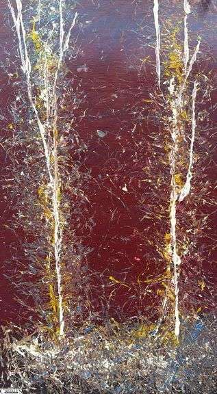 Samuel Tinoco Dusk Trees, Acrylic Painting on Canvas, Measures 36x55"