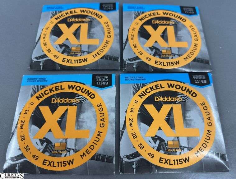 Lot of 4 D'Addario XL Nickel Wound Electric Guitar Strings EXL115W