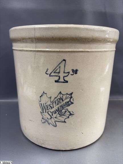 #4 Crock Western Stoneware, Has Crack image