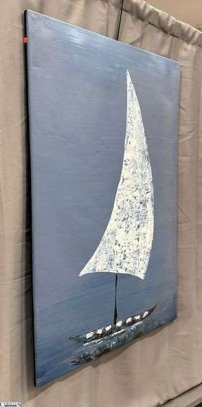 Samuel Tinoco Boat #9, Acrylic Painting on Canvas, Measures 35x55"