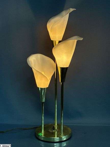 Brass Mid Century Cala Lilly Table Lamp (Shades are Composite) 26" Tall
