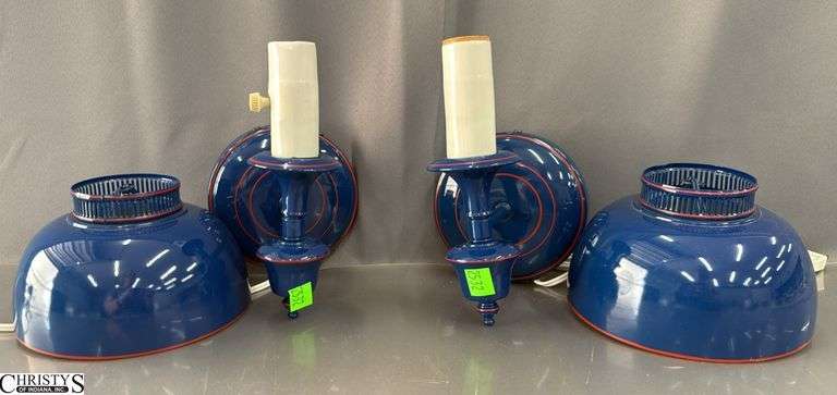 Pair of Blue Electric Wall Sconces 11" Tall image