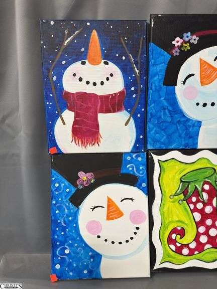10 Canvas Paintings, From Painting Party Snowman, and Winter Scenes, Holiday Styles 11x14"