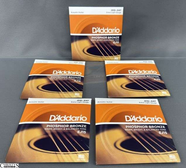 Lot of 5 D'Addario EJ15 Phosphor Bronze Acoustic Guitar Strings .010-.047