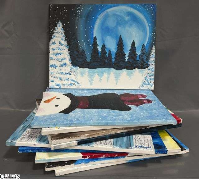 10 Canvas Party Paintings 16x20" Winter and Holiday Themes