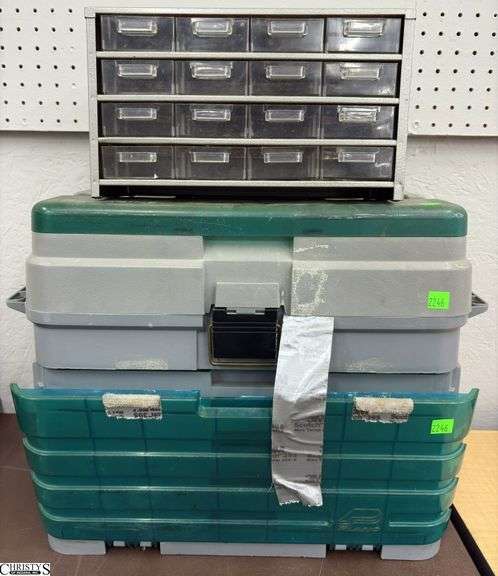 Large Guide Tackle Box & Small Metal Organizer - Some Wear - 19" x 15" of tackle box image