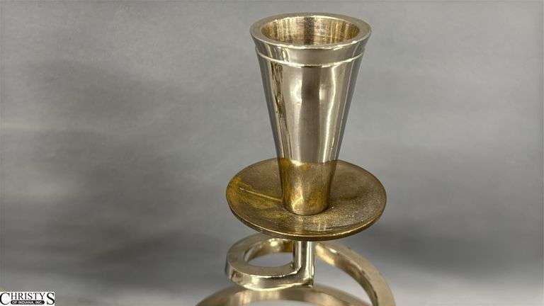 Pair Of Metal Spiral Candle Sticks 7" Tall