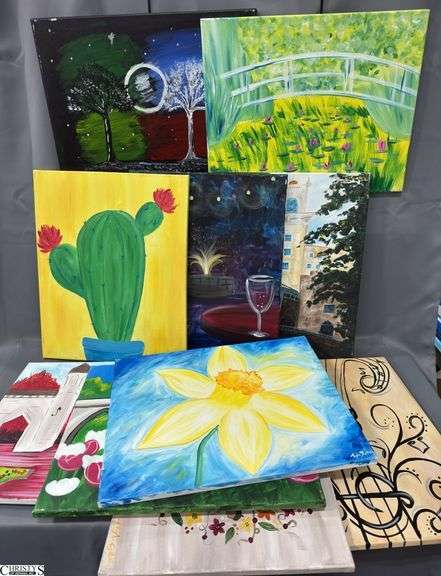 10 Painting Party Canvases, Each Measures 16x20" Multiple Landscapes