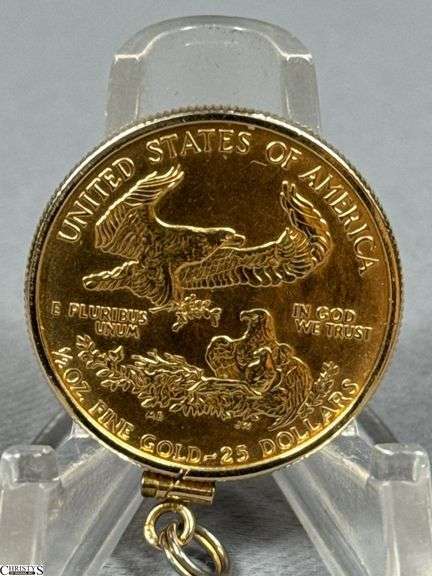 1/2 oz $25 Gold American Eagle Coin in 14K Bezel.