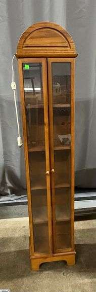 2 Door Narrow Display Cabinet, Has Light, 12"x8"x57" image