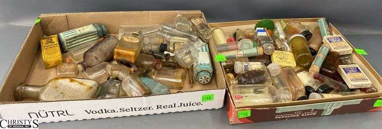 Assorted Glass Medicine Apothecary Bottles, Tins, Misc image