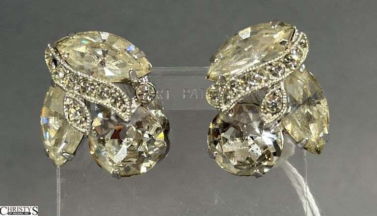 Pair Eisenberg Ice Clip On Earrings - 1" of each