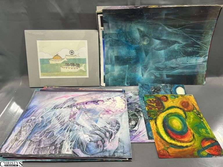 Misc Artwork, Unframed Possible Student Art on Paper