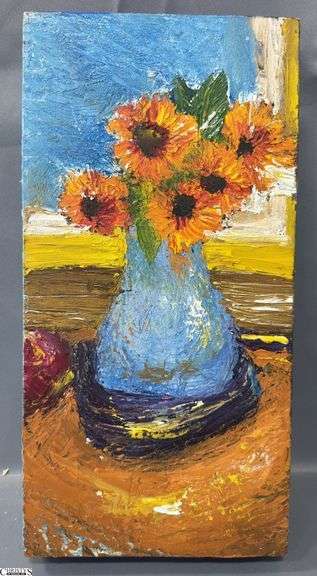 Sunflower Vase, Impasto 8.5x16"