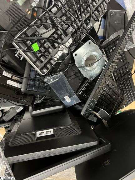 Pallet of Computer Related Electronics, Monitors, Keyboards, Phone,