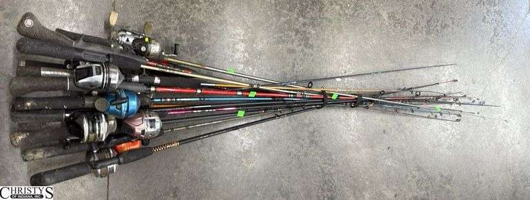 Approx 12 Fishing Poles and Reels, Pole Parts - Shakespeare, Zebco, Revere and Others image