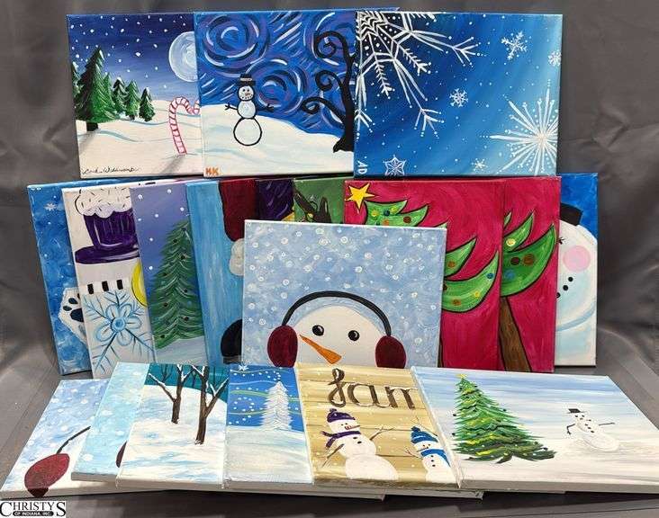 20pcs Painting Party Canvases Winter, Snowmen, Christmas Scenes 11x14"