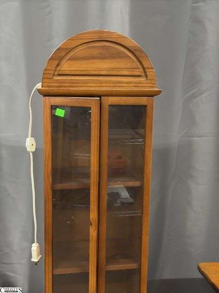 2 Door Narrow Display Cabinet, Has Light, 12"x8"x57"