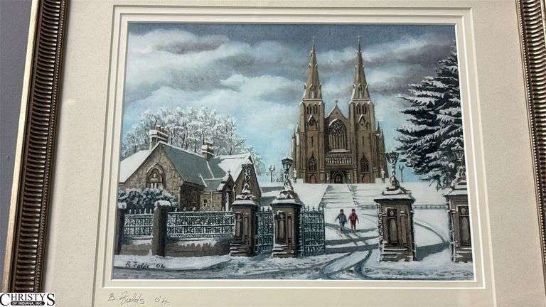 B. Fields Framed Cathedral Print, Appears Signed By The Artist Frame Measures 17..5x15.5"