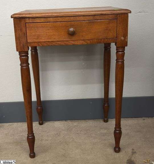 Early Single Drawer Table - 21" x 18" x 28" - some splitting to top and finish wear image