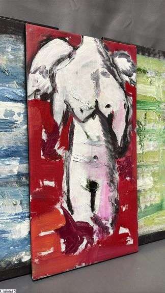 3 Paintings on Canvas By Alummoa Zumigo, Largest 15x27"