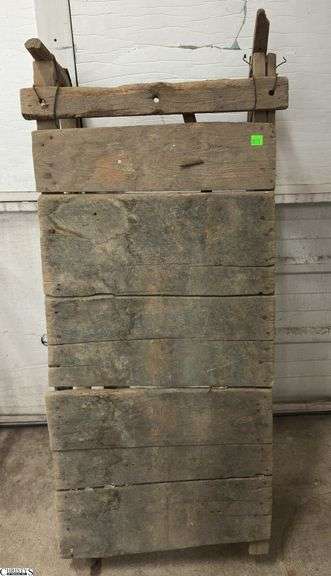 Primitive Country Wooden Sled - 41" x 18" - wear from age and use image