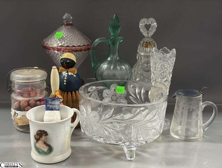 Clay Marbles, Glassware, Shaving Novelties, Misc - 7.5" of tallest image