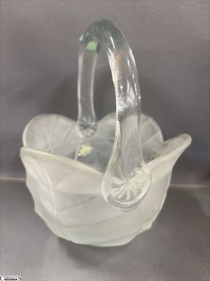 Art Glass Candies, Viking Clear and Frosted Lidded Jar and Basket, Bowl