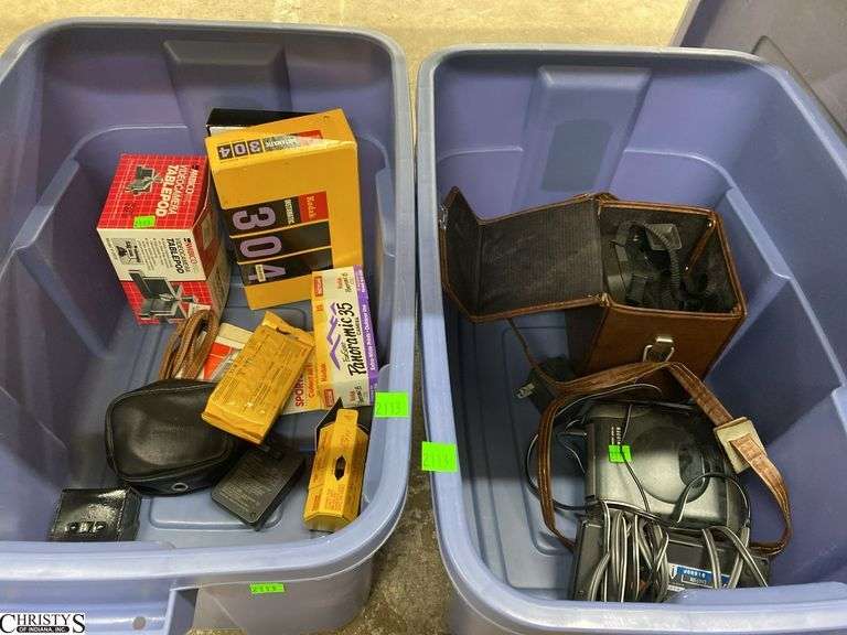 Kodak Camera Film, Kodak Polaroid, Misc Camera parts, 2 Storage Totes, 1 Lid image