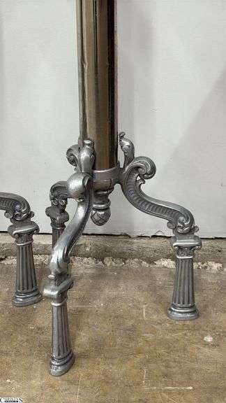 Pair of Polished Pewter Three Footed Candle Holders 48" Tall