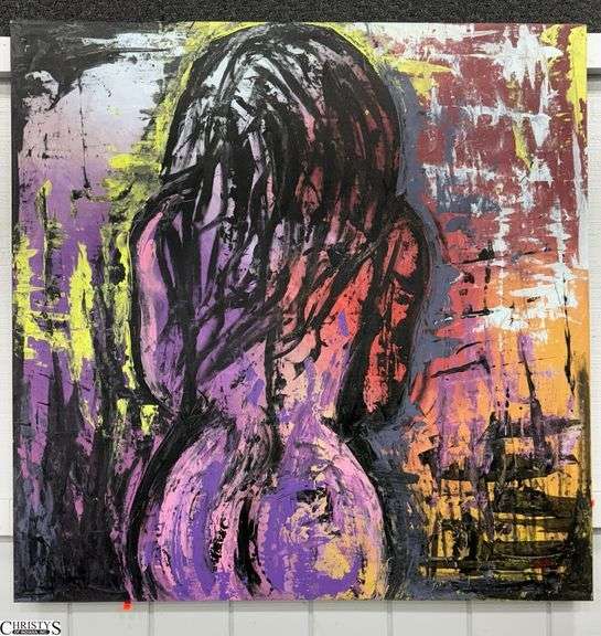 Gigi Abstract #1, Acrylic Painting On Canvas Silhouette Of Woman 56x56"