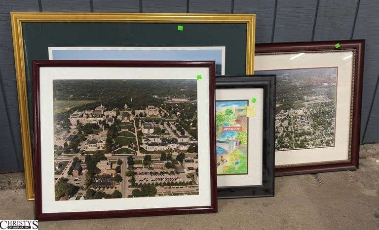 4 Framed Artwork and Photography Prints, All Framed, Largest 40"x32" Gold Frame, CART IS NOT INCLUDED image