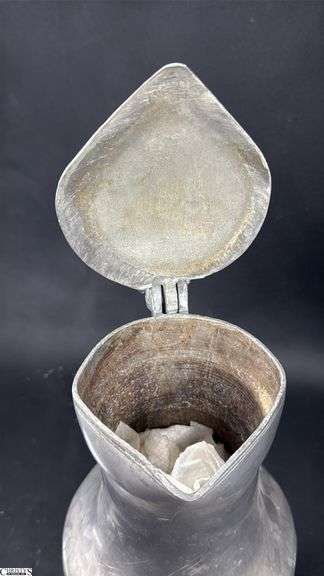 Pewter Lidded Pitcher With Acorn Topper 10.25"