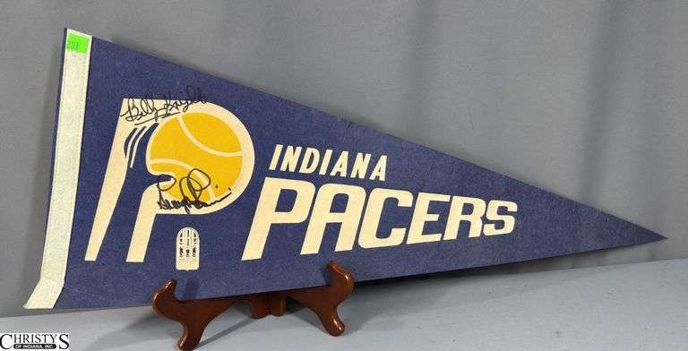 Indiana Pacers Pennant Autographed by Billy Knight and George McGinnis image