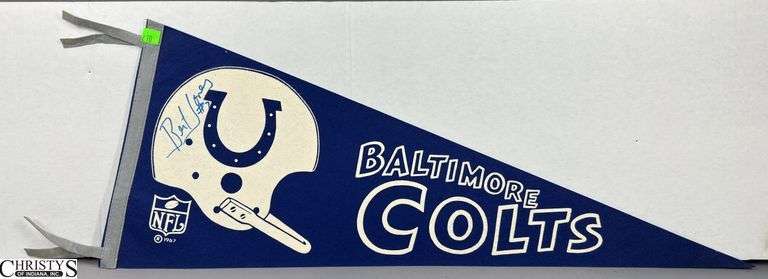 Baltimore Colts NFL Pennant Autographed by Bert Jones #7 image