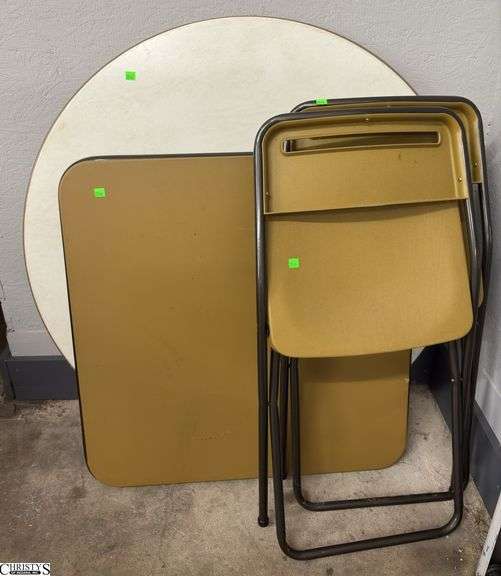 2 Folding Tables and 2 Folding Chairs, Cosco and Other - 41" D of largest table image