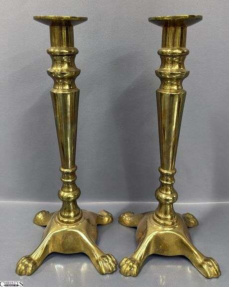 2 Pair of Brass Candle Sticks, Tallest 12.25", Smaller Pair Have Makers Marks