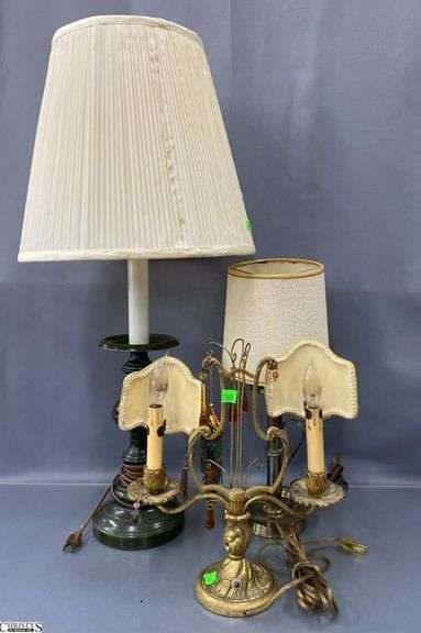 3 Table Lamps, Some Wear, 1 missing prisms - 30" of tallest image