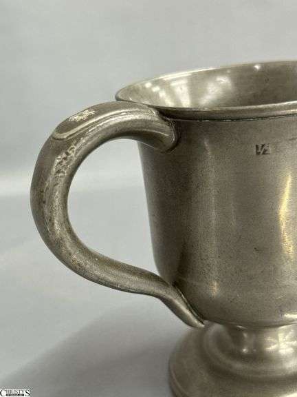 4 Antique Pewter Cups 4" Tall